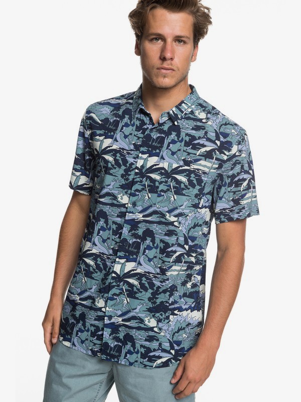 quiksilver, Feeling Fine - Camisa de Manga Corta para Hombre, NAVY BLAZER FEELING FINE (byj6) 0 Feeling Fine - Camisa de Manga Corta para Hombre Azul EQYWT03797 Quiksilver