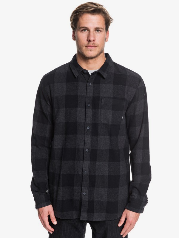 quiksilver, Рубашка с длинным рукавом Motherfly Flannel, BLACK MOTHERFLY (kvj2) 0 Рубашка с длинным рукавом Motherfly Flannel Черный EQYWT03918 Quiksilver