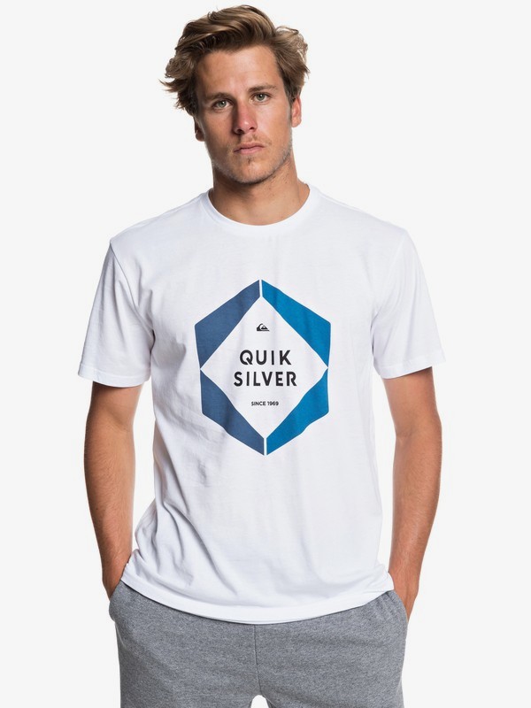 quiksilver, Hexa Logo - Maglietta da Uomo, WHITE (wbb0) 0 Hexa Logo - Maglietta da Uomo White EQYZT05260 Quiksilver