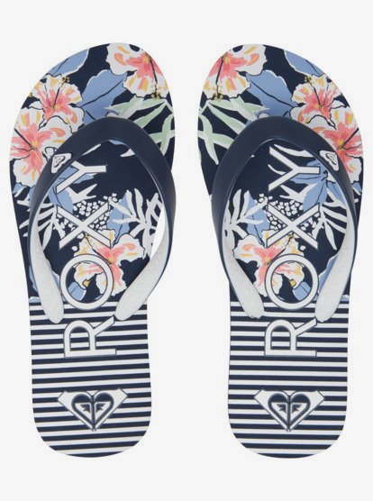 2 Girl's 4-16 Tahiti Flip-Flops Blue ARGL100279 Roxy