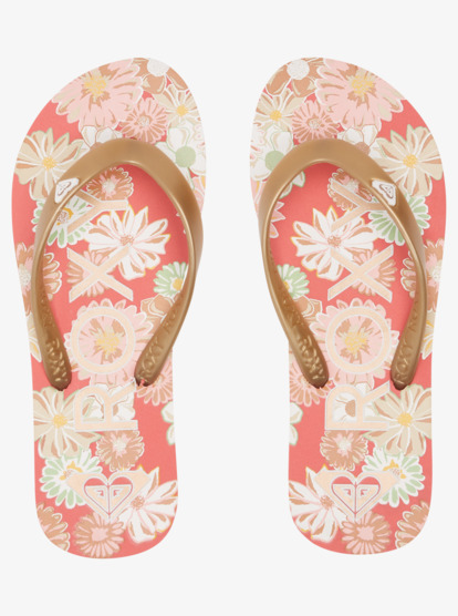 2 Girl's 4-16 Tahiti Flip-Flops Red ARGL100279 Roxy