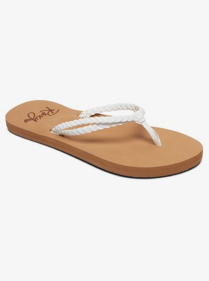 0 Girl's 4-16 Costas Flip-Flops White ARGL100280 Roxy