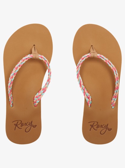 2 Girl's 4-16 Costas Flip-Flops Grey ARGL100280 Roxy