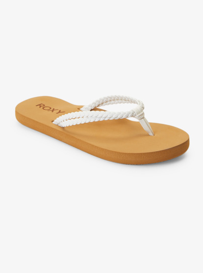 0 Girl's 4-16 Costas Flip-Flops White ARGL100280 Roxy