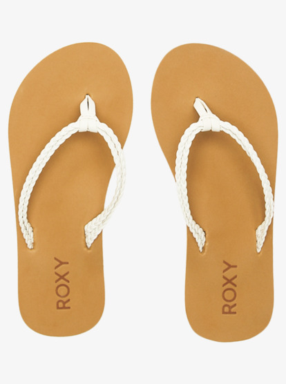 3 Girl's 4-16 Costas Flip-Flops White ARGL100280 Roxy