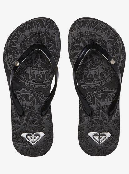 2 Girl's 4-16 Antilles Flip-Flops Black ARGL100282 Roxy