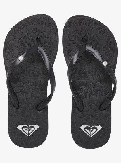 5 Girl's 4-16 Antilles Flip-Flops Black ARGL100282 Roxy