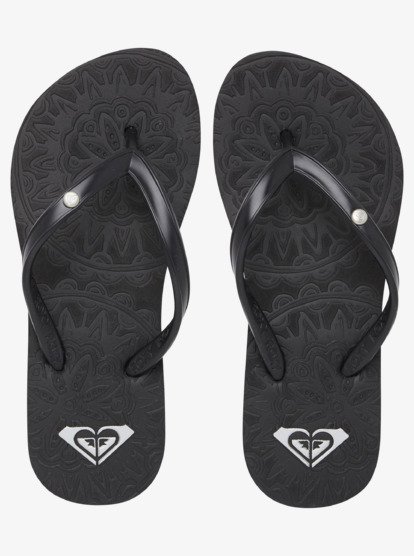 2 Girl's 4-16 Antilles Flip-Flops Black ARGL100282 Roxy