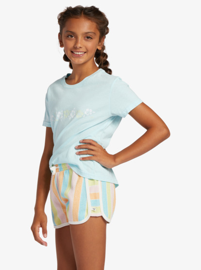 1 Girl's 4-16 Hibiscus Stripe T-Shirt Blue ARGZT03915 Roxy