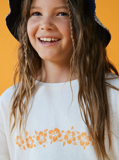 7 Girl's 4-16 Hibiscus Stripe Oversized Cropped T-Shirt White ARGZT03925 Roxy