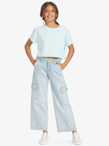 3 Sunny Smiles - Oversized T-Shirt for Girls 4-16 Bleu ARGZT03927 Roxy