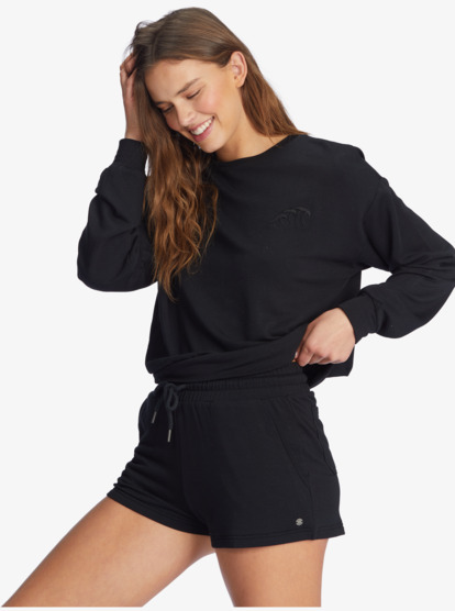 3 Surfing By Moonlight - Long Sleeve Lounge Top for Women Black ARJFT04117 Roxy