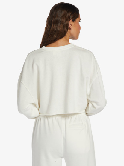 4 Morning Hike Crop D Crew Neck Sweatshirt White ARJFT04169 Roxy