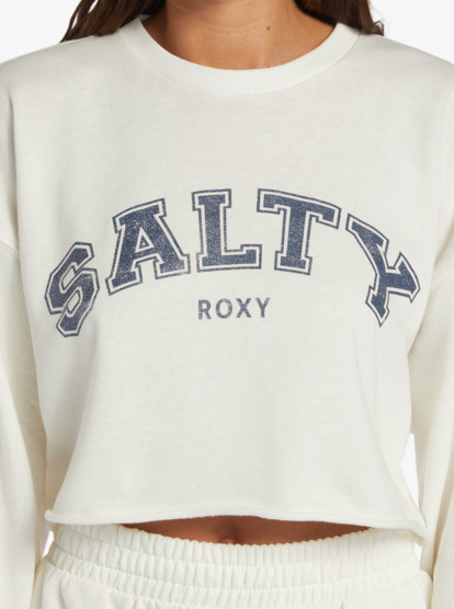 2 Morning Hike Crop D Crew Neck Sweatshirt White ARJFT04169 Roxy