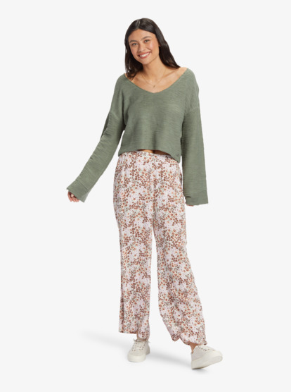 4 Made For You V-Neck Sweatshirt Green ARJFT04179 Roxy