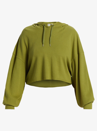8 Chloe Kim Off Duty Crop Hoodie Pullover Sweatshirt Green ARJFT04184 Roxy