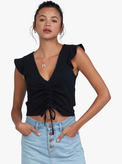 0 Flirty Vibe V-Neck Top  ARJKT03312 Roxy