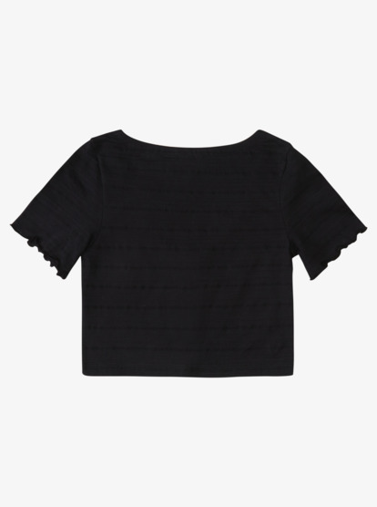 1 Uncomplicated Mind Button Front Cropped T-Shirt Black ARJKT03364 Roxy