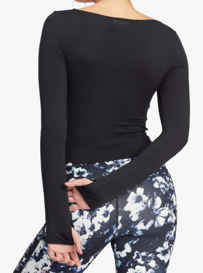 10 Flirty Run Ruched Long Sleeve Sports Top Black ARJKT03390 Roxy