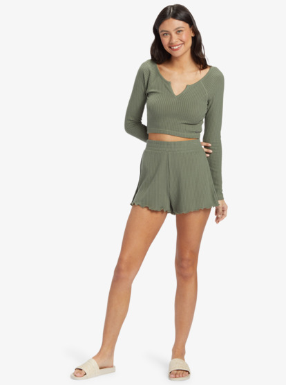 4 Cropped Waffle - Long Sleeve Top for Women Vert ARJKT03421 Roxy