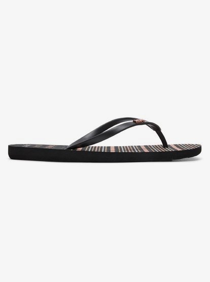 womens black roxy flip flops