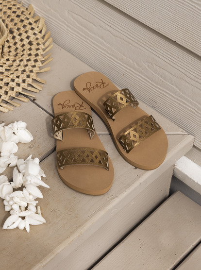 0 Womens Elora Faux Leather Sandals Brown ARJL101032 Roxy