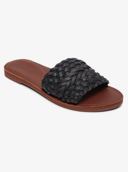 roxy black leather flip flops