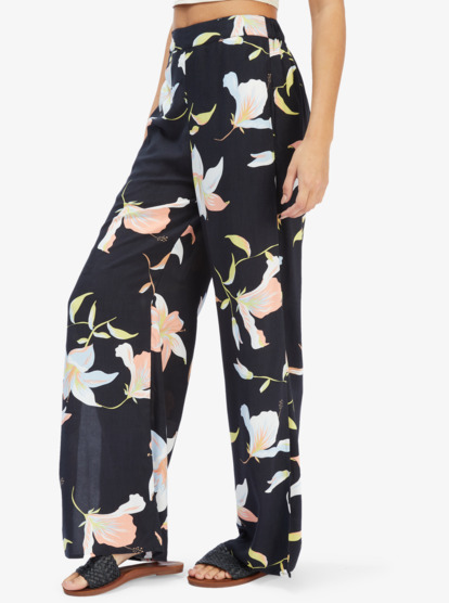 6 Midnight Avenue High-Waisted Printed Pull-On Pants Black ARJNP03258 Roxy