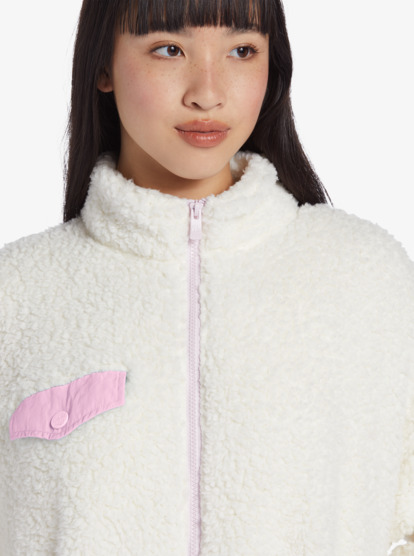 10 Chloe Kim Pop Snow Sherpa Full-Zip Fleece White ARJPF03019 Roxy