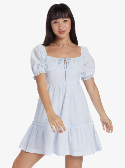 2 Chloe Kim Venice Daydream - Puff Sleeve Tiered Mini Dress for Women Bleu ARJWD03536 Roxy
