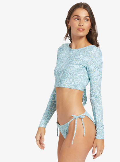 1 Seaside Tropics Long Sleeve Crop Rashguard Blue ARJWR03200 Roxy