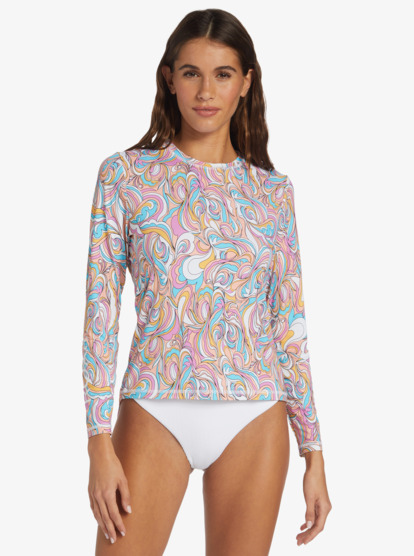 0 Sea Skippin UPF 50 Long Sleeve Rashguard Pink ARJWR03204 Roxy