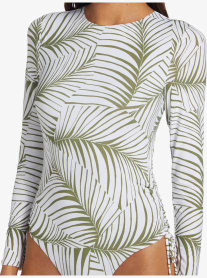 2 Warm Sand Onesie Active Cropped UPF 50 Long Sleeve Rashguard Green ARJWR03205 Roxy