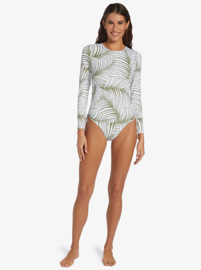 5 Warm Sand Onesie Active Cropped UPF 50 Long Sleeve Rashguard Green ARJWR03205 Roxy