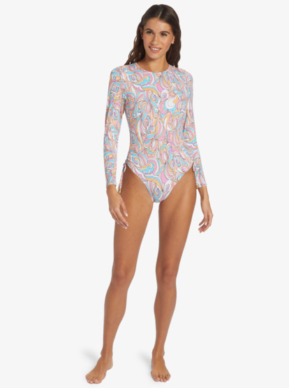 5 Warm Sand Onesie Active Cropped UPF 50 Long Sleeve Rashguard Pink ARJWR03205 Roxy