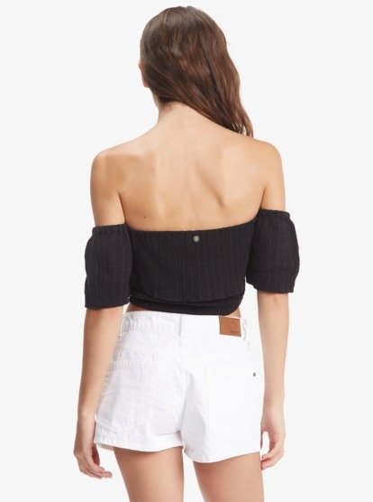 2 Seaside Heaven Off The Shoulder Crop Top Black ARJWT03284 Roxy