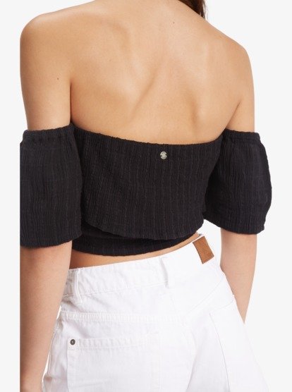 4 Seaside Heaven Off The Shoulder Crop Top Black ARJWT03284 Roxy