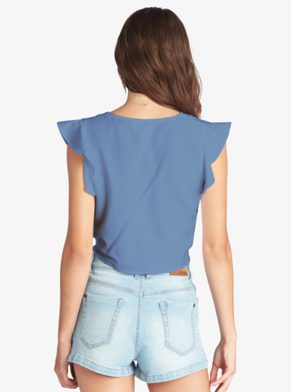5 Sweeter Than This Knotted Cropped Top Blue ARJWT03294 Roxy