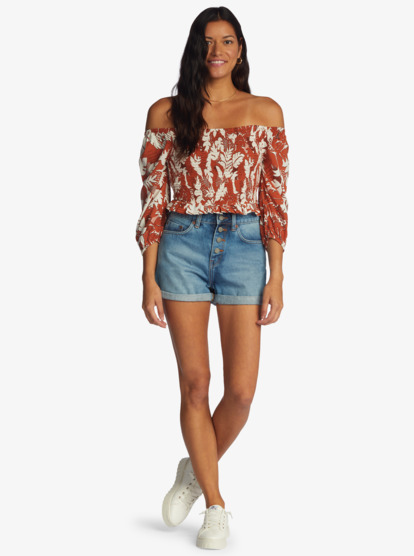 4 Like The Sun Off The Shoulder Top Brown ARJWT03309 Roxy