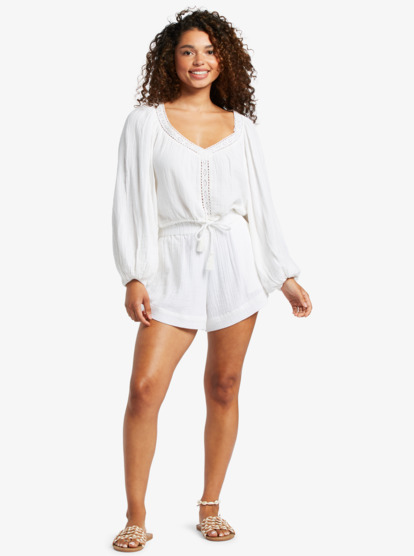 12 What A Vibe - Crop Top mit langen Ärmeln für Frauen Weiss ARJWT03315 Roxy