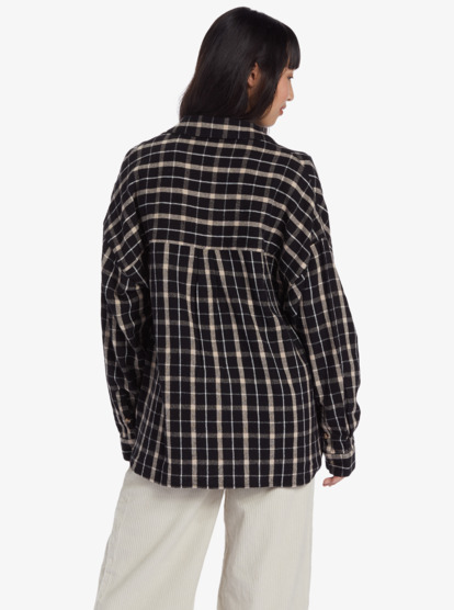 10 Chloe Kim Oversized Button Up Woven Shirt Black ARJWT03329 Roxy