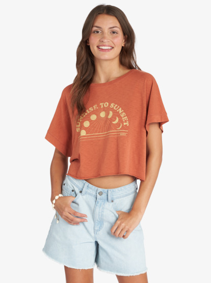 0 Sunrise To Sunset Drop Shoulder T-Shirt Brown ARJZT07241 Roxy