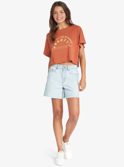 1 Sunrise To Sunset Drop Shoulder T-Shirt Brown ARJZT07241 Roxy