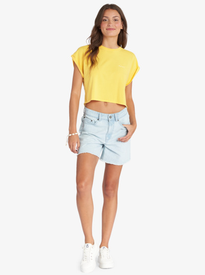 1 Retro Sunny Day Cropped Dolman T-Shirt Yellow ARJZT07266 Roxy