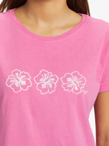 3 Happy Hibiscus Boyfriend T-shirt Pink ARJZT07573 Roxy