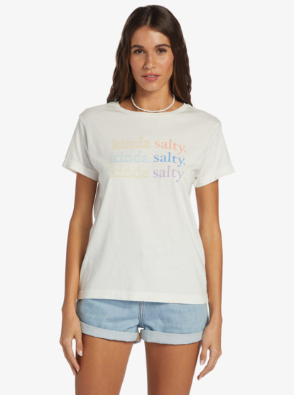 0 Kinda Salty Boyfriend T-shirt White ARJZT07626 Roxy