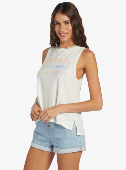1 Kinda Salty High-Low Hem Muscle Tank White ARJZT07627 Roxy