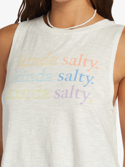 2 Kinda Salty High-Low Hem Muscle Tank White ARJZT07627 Roxy