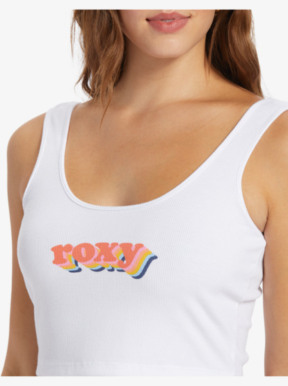 12 Womens Retro Roxy Stack Vest Top White ARJZT07717 Roxy