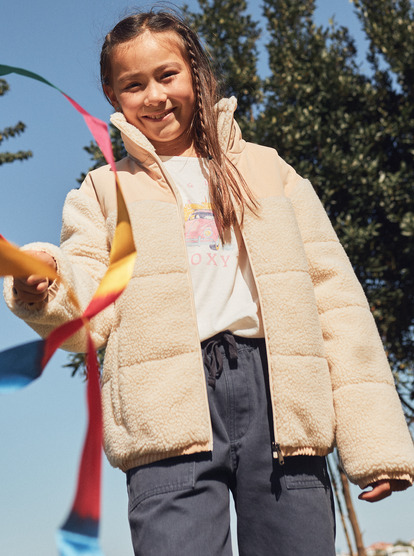 Veste sport zippée en sherpa fille - vieux rose, Fille